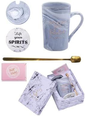 Jumway Not A Day Over Fabulous Mug Gifts Set- Birthday Gifts for Women - Funny Birthday Gift Ideas for Her,Friends, Coworkers, Her, Wife, Mom, Daughter, Sister, Aunt Ceramic Marble Mug 14 Oz