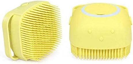 Silicone Exfoliating Brushes & Body Scrubber with Soap Dispenser for Shower,Enhance Blood Circulation&Deep Cleansing Bath Loofah for Babies, Kids, Women, Men, and Pets (Yellow)