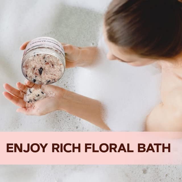 Natural Bath Salt with Himalayan Pink & Dead Sea Salt | Rejuvenating Oil - Enriched Salts with Rose & Peach Essential Oils | Unique Relaxing SPA Gift for Women | Detox Body & Foot Soak