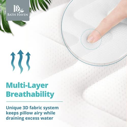 Bath Haven Bath Pillow for Bathtub - Full Body Mat & Cushion Headrest for Women and Men, Luxury Pillows for Neck and Back in Shower Tub or Jacuzzi - Powerful Suction Cups - Spa Accessories Deluxe