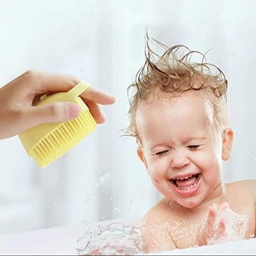Silicone Exfoliating Brushes & Body Scrubber with Soap Dispenser for Shower,Enhance Blood Circulation&Deep Cleansing Bath Loofah for Babies, Kids, Women, Men, and Pets (Yellow)