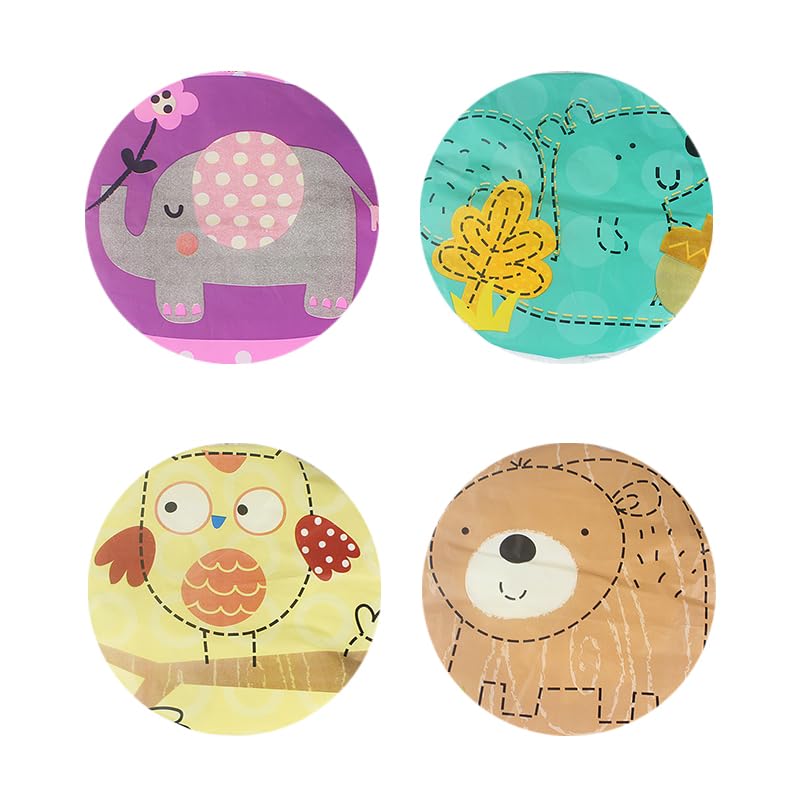 4Pcs Shower Caps, Waterproof Bath Caps Plastic Reusable Shower Caps Elastic Band Bath Hair Caps for Women Kids (P-3)