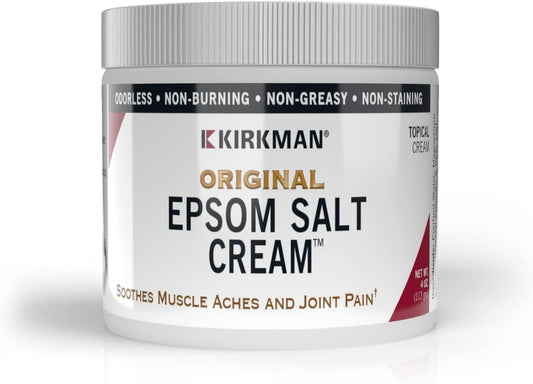 Kirkman – Epsom Salt Cream – 4oz Cream – Gluten Free – Casein Free
