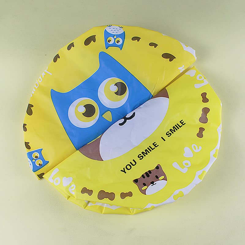 4Pcs Shower Caps, Waterproof Bath Caps Plastic Reusable Shower Caps Elastic Band Bath Hair Caps for Women Kids (P-3)