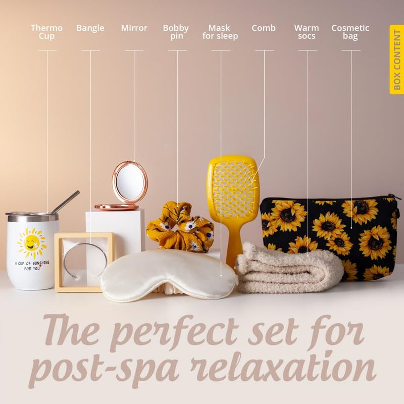 Piruon 13 Pcs Self Care and Birthday Gift box for Women - Valentines Spa Gift Set with Bath Care and Relaxing Gifts for Women - Mom, Wife - Tumbler, Scented Candle, Bath Bomb ,Soap,Hair Brush,Bracelet