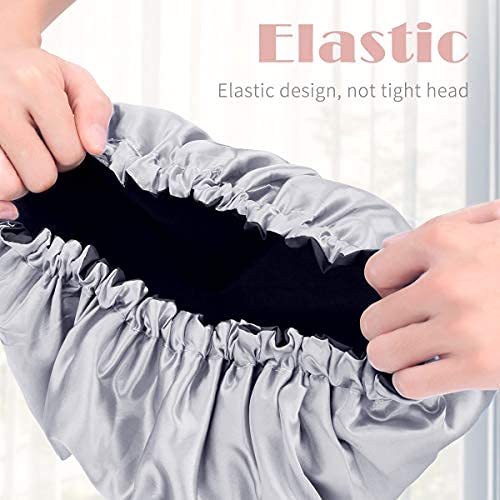 Aquior Shower Cap, 4-Pack Bathing Reusable Shower Caps for Long Hair Women, Double Layers Premium Sumptuous Silky Satin 100% Waterproof Shower Cap Extra Large