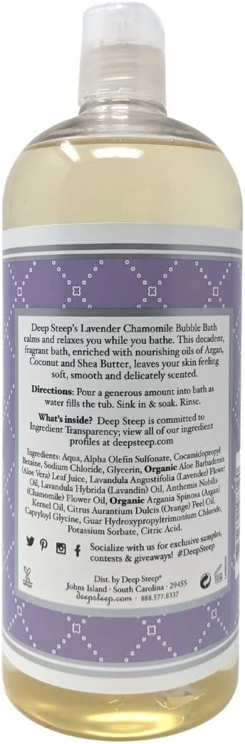Deep Steep Classic Bubble Bath Lathering Lavender Chamomile and Coconut Variety Bundle Pack of 2, 33.8 Ounce (Pack of 2)