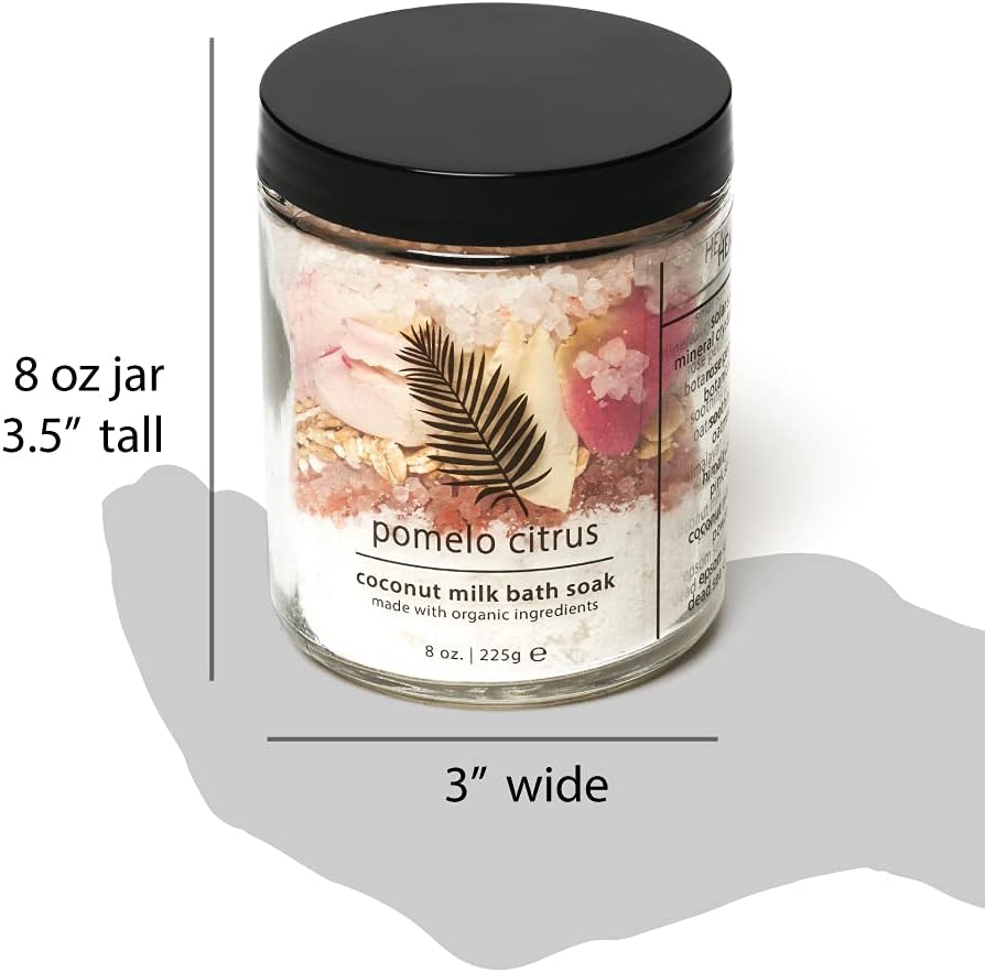 Hemlock Park Coconut Milk Bath Soak | Organic Coconut Milk, Botanicals, Dead Sea, Epsom, and Himalayan Pink Mineral Salts (Pomelo Citrus, 8 oz)