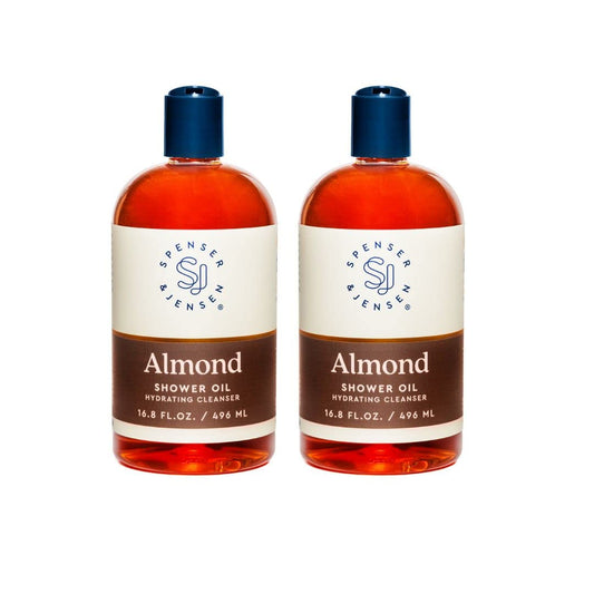 Spenser & Jensen Hydrating Almond Shower Oil - Body Wash for All Skin Types - Almond Oil Shower Gel for Women and Men - Rich in Vitamin E Oil - Sulfate Free - 16.8 Oz (Pack of 2)