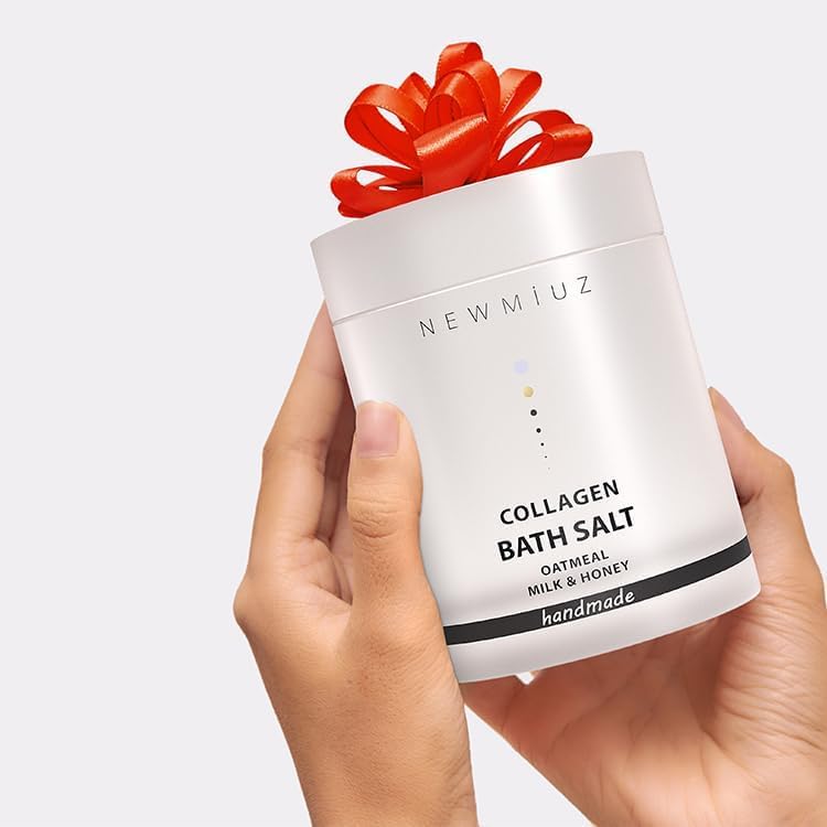 Collagen Bath Salt Soak Moisturize Soften Skin Magnesium Coconut Oatmeal Honey Epsom Salt Luxury Spa Destress Relaxation Gifts for Women and Men