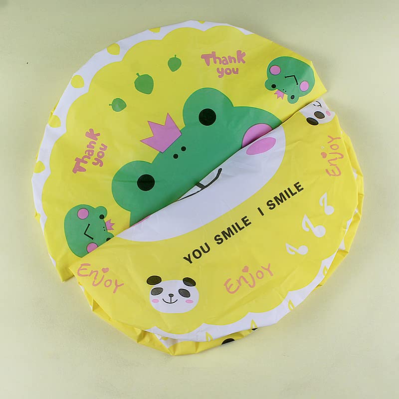 4Pcs Shower Caps, Waterproof Bath Caps Plastic Reusable Shower Caps Elastic Band Bath Hair Caps for Women Kids (P-3)