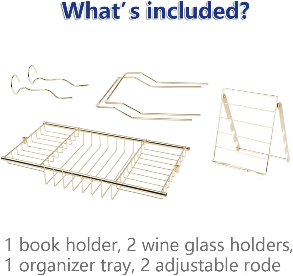 BESTHLS Bathtub Tray Caddy for Luxury Bath Expandable Extra Wide Bath Tub Tray with Wine Glass Holder & Soap Accessaries Holder & Laptop Reading and Organizer Ideal for Home Spa Lover (Silver)