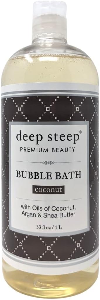 Deep Steep Liter Coconut Bubble Bath Premium Lather with Shea and Argan, 33.8 Fluid Ounce