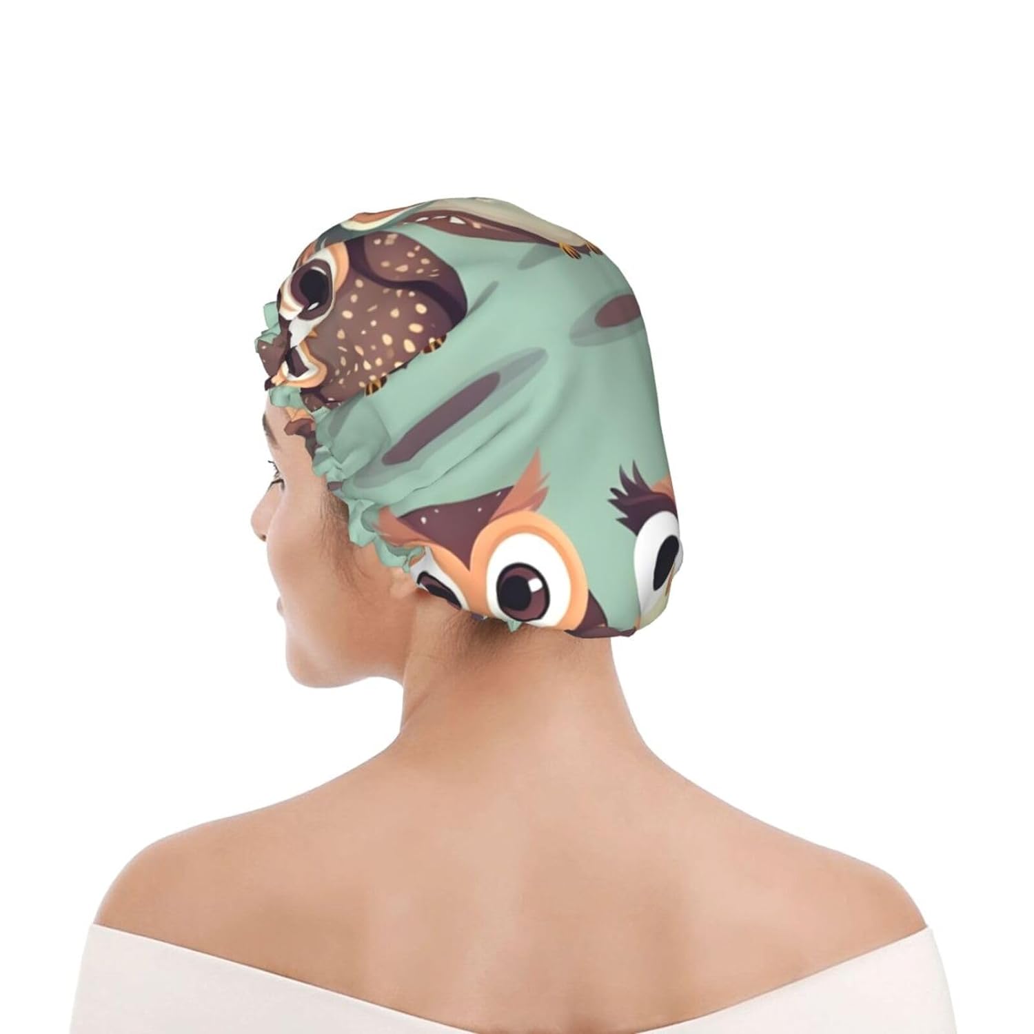 Ice Hockey print Print Reusable Shower Cap for Women,Double Waterproof Layers Bathing Hat,Quick Drying Bath Hair Cap