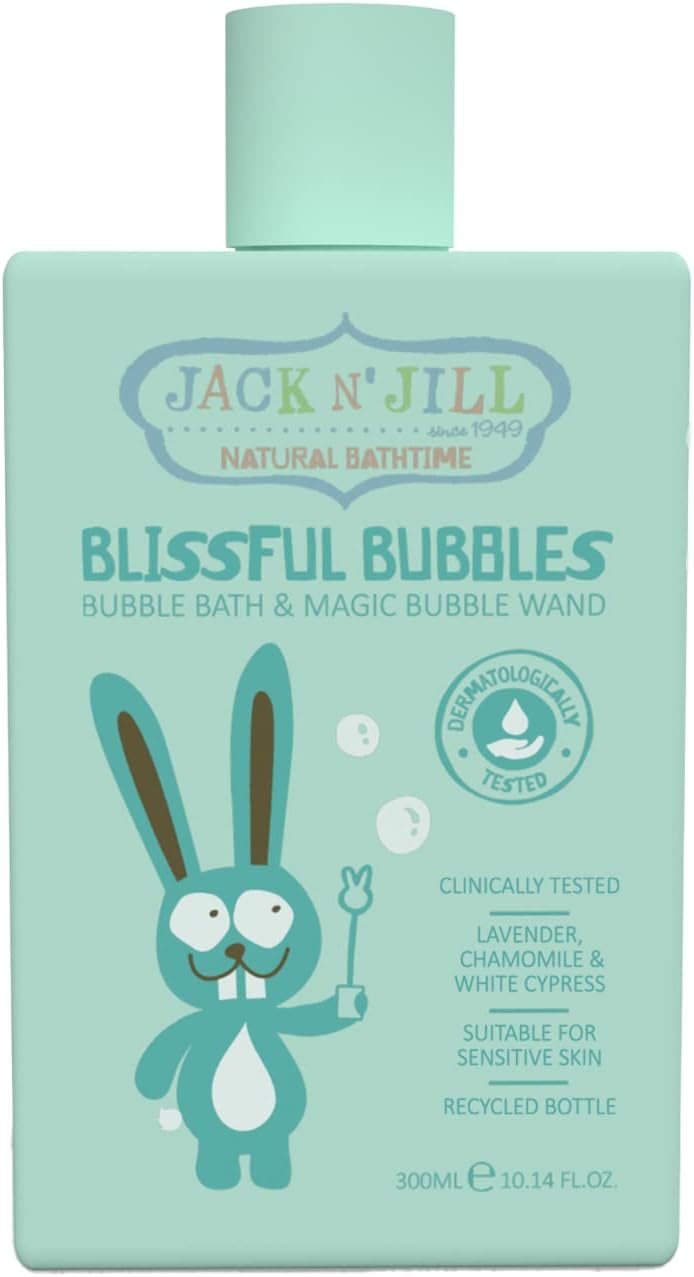 Jack N' Jill Natural Bathtime Blissful Bubbles with Bubble Wand - Bubble Bath for Baby, Toddlers, Kids, Dermatologically Tested, for Sensitive Skin, No Artificial Fragrances - 300 mL, 1 Pack
