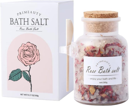 Primeauty Ancient Minerals Organic Bath Salts for Women for Men Relaxing Magnesium soak Dead sea Salts for Soaking, Rose Petals for Bath, for Pain Relief Muscle soak-Rose