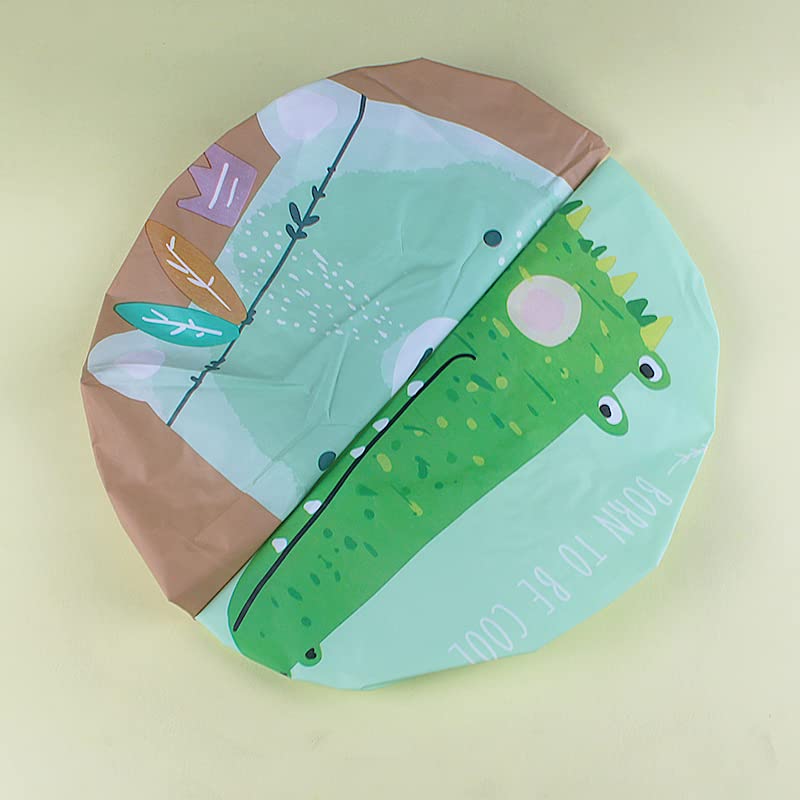 4Pcs Shower Caps, Waterproof Bath Caps Plastic Reusable Shower Caps Elastic Band Bath Hair Caps for Women Kids (P-3)