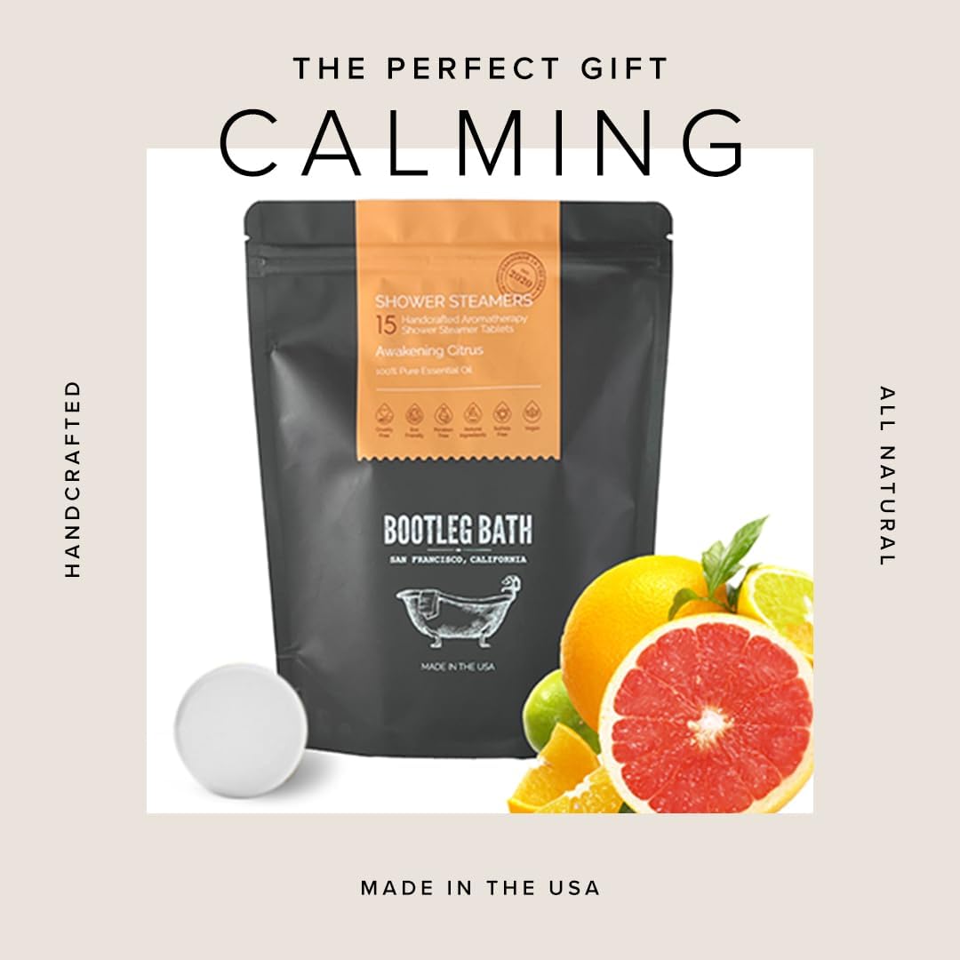 BOOTLEG BATH Shower Steamers Aromatherapy 15 Pack, 100% Pure Essential Oil, Eucalyptus, All Natural, for Men and Women, Made in USA