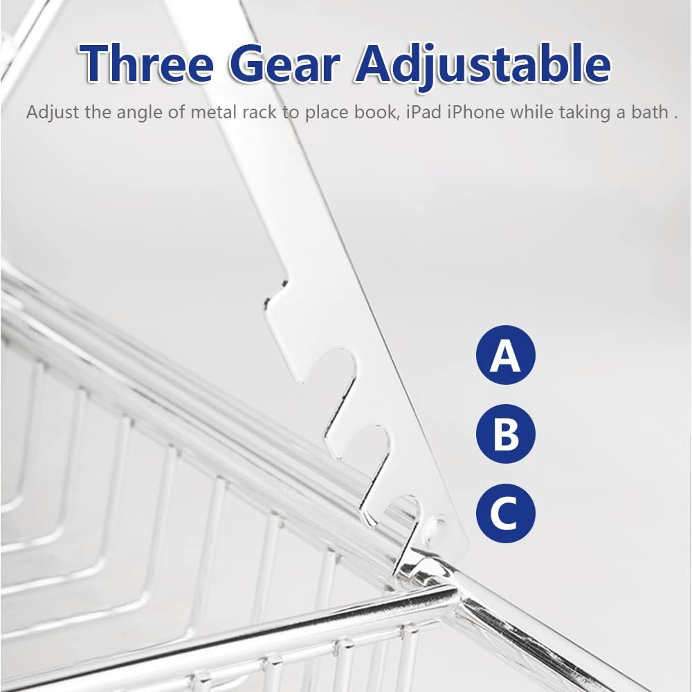 BESTHLS Bathtub Tray Caddy for Luxury Bath Expandable Extra Wide Bath Tub Tray with Wine Glass Holder & Soap Accessaries Holder & Laptop Reading and Organizer Ideal for Home Spa Lover (Silver)