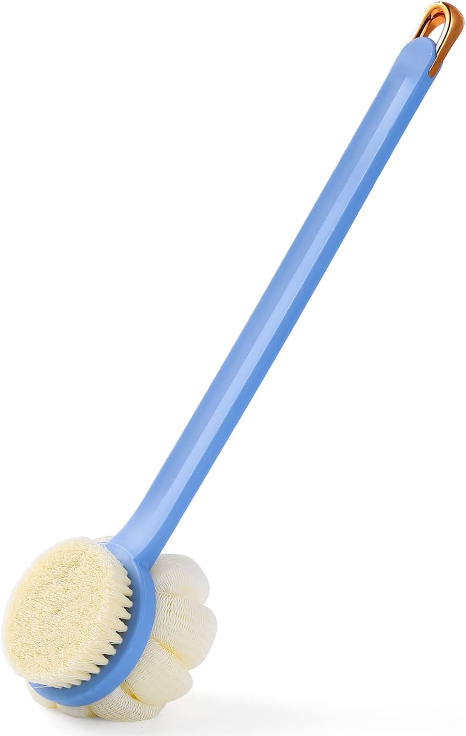 Shower Body Brush,Soft Bristles and Beautiful Pumpkin Loofah 14” Long Handle Back Scrubber Bath Mesh Sponge for Skin Exfoliating Bath,Massage Bristles Suitable for Wet or Dry,Men and Women (Grey)