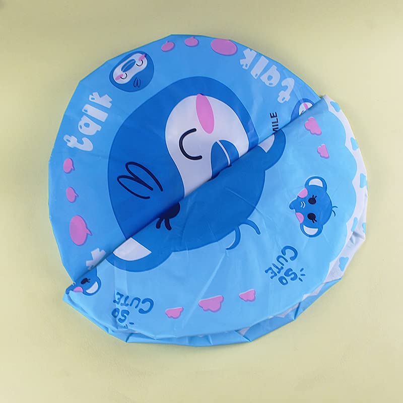 4Pcs Shower Caps, Waterproof Bath Caps Plastic Reusable Shower Caps Elastic Band Bath Hair Caps for Women Kids (P-3)