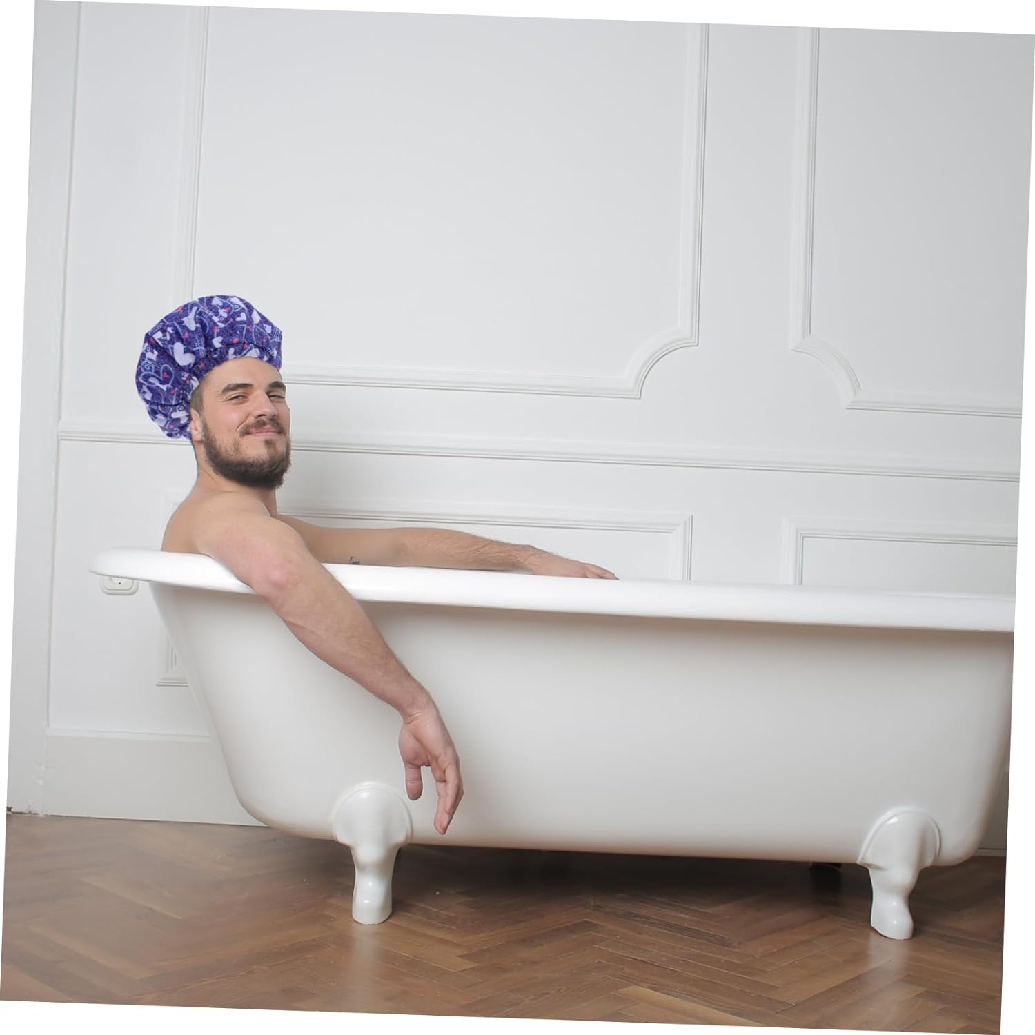 1pc men's shower cap spa head wrap bath shower caps bath cap satin headbands for women kids spa headband shower caps for women reusable turban tomorrow bow tie bath products man