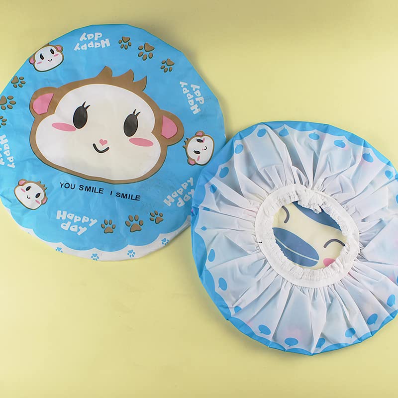 4Pcs Shower Caps, Waterproof Bath Caps Plastic Reusable Shower Caps Elastic Band Bath Hair Caps for Women Kids (P-3)