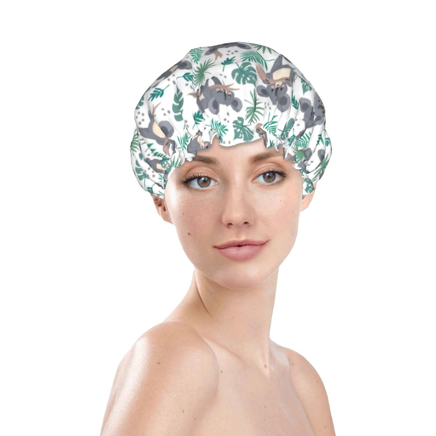 Rubber Ducks Shower Cap For Women Reusable Waterproof Double Layers Bath Cap Hair Protection Elastic Ladies Spa Salon Shower Hat