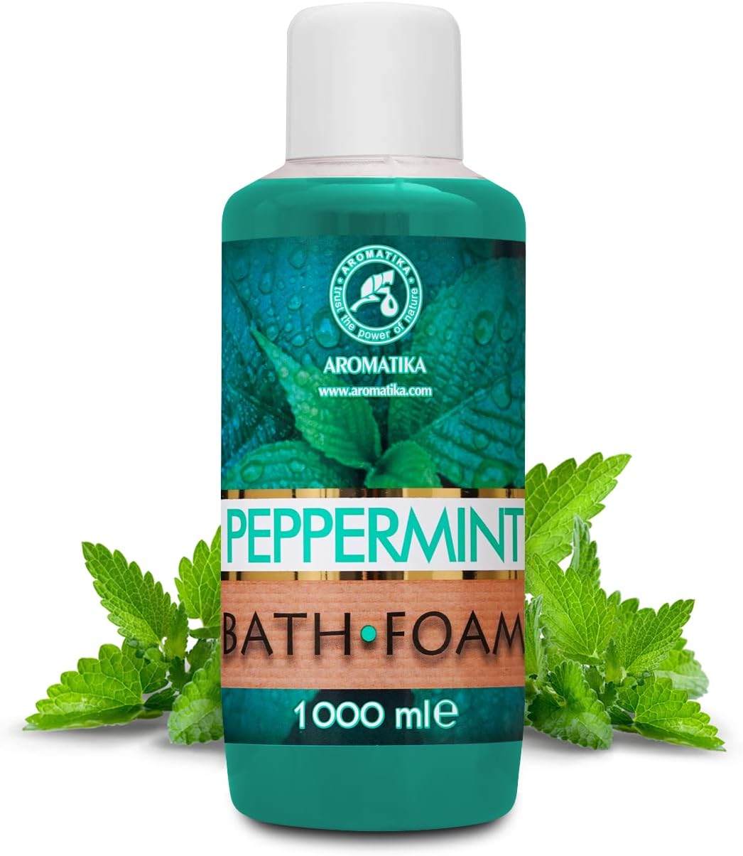 Bath Foam with Peppermint Essential Oil - 34 Fl Oz (1000ml) - Body Care - Good Sleep - Beauty - Bathing - Body Care - Wellness - Relax - Aromatherapy - Spa - Bubble Baths