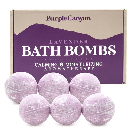 Purple Canyon Eucalyptus Bath Bombs for Women | Energizing Mint and Eucalyptus Bath Bomb with Natural Essential Oils | Gift Set of 6