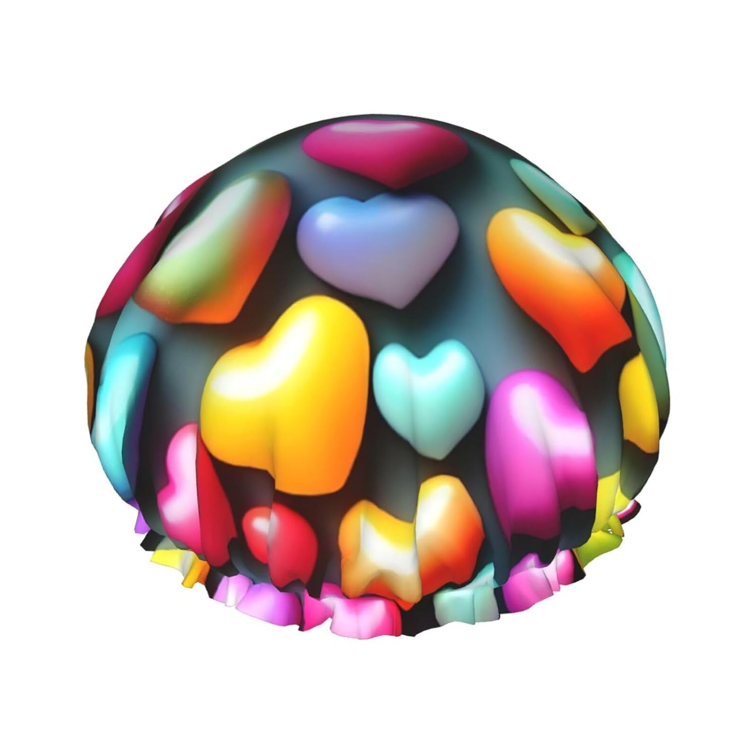 Ice Hockey print Print Reusable Shower Cap for Women,Double Waterproof Layers Bathing Hat,Quick Drying Bath Hair Cap