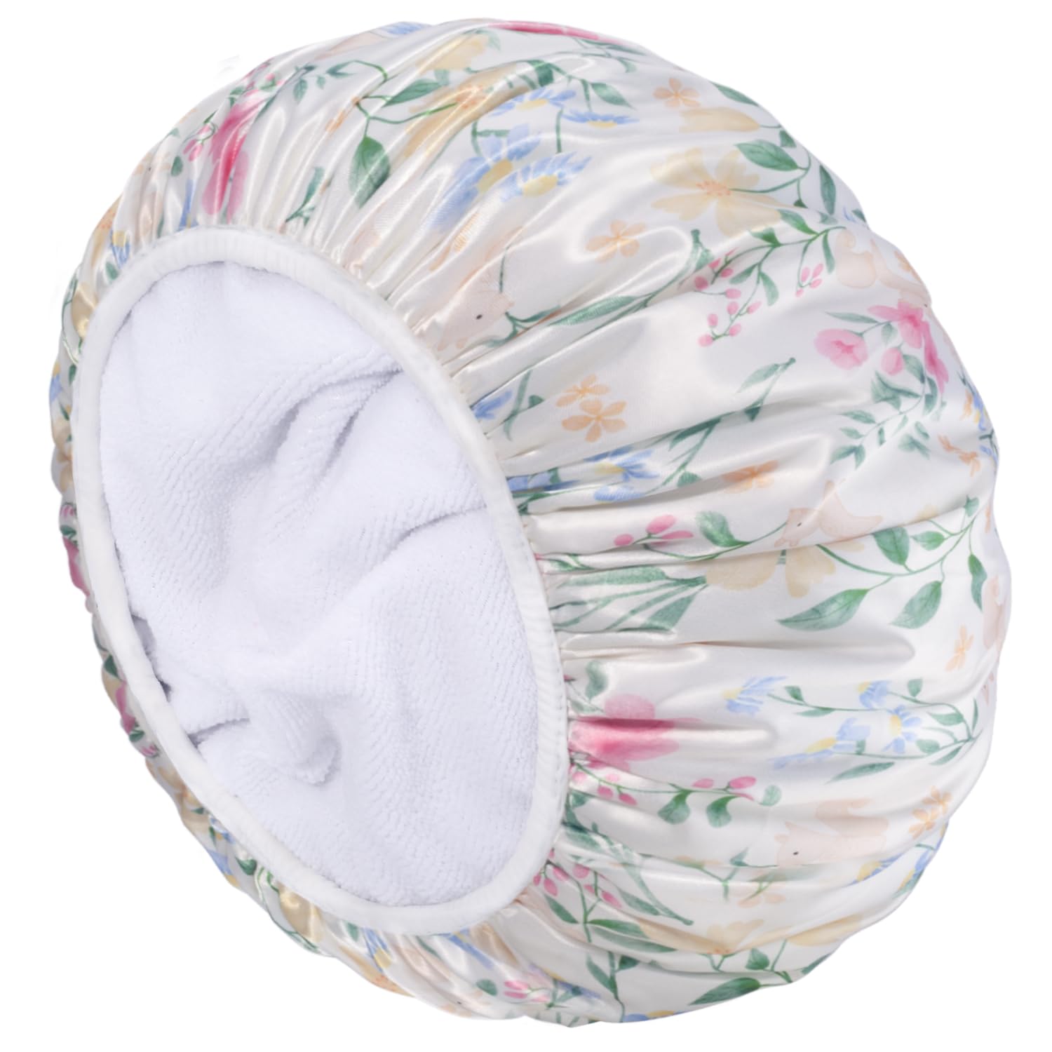 Aquior Shower Cap,Terry Cloth Lined Shower Cap for Women Reusable, Triple Layer Waterproof Bath Cap, Extra Large for Women Long Hair