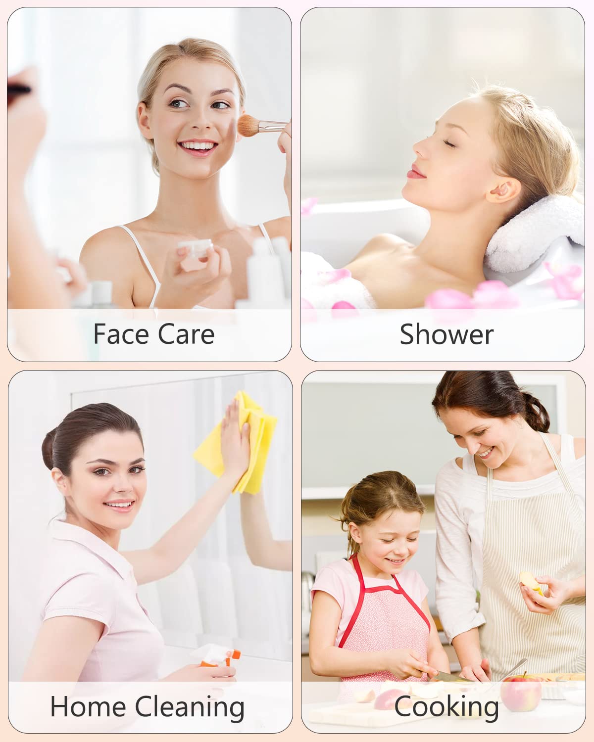 mikimini White Shower Cap Waterproof Reusable, Double Layers Bathing Hair Cap with Soft Comfortable PEVA Lining, Cute, Non-fading & Stretchy Shower Hat Medium (Pack of 1) White