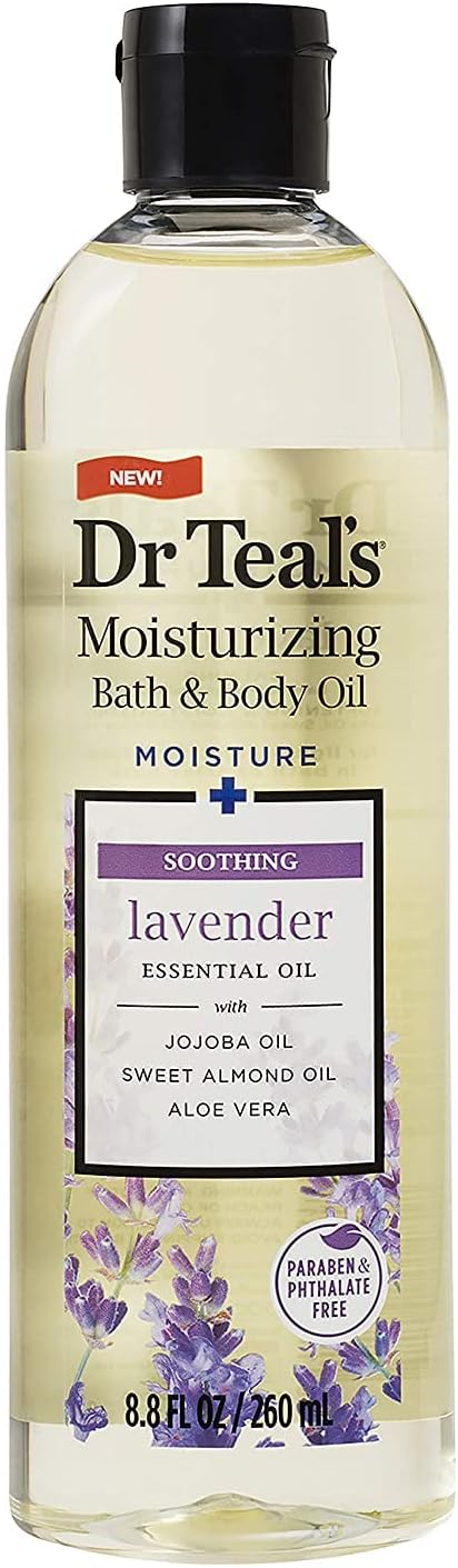 Dr. Teals Bath & Body Oil Variety Gift Set (2 Pack, 8.8oz Ea.) - Soothing Lavender & Rejuvenating Eucalyptus & Spearmint - Essential Oils Hydrate Skin & Alleviates Daily Stress