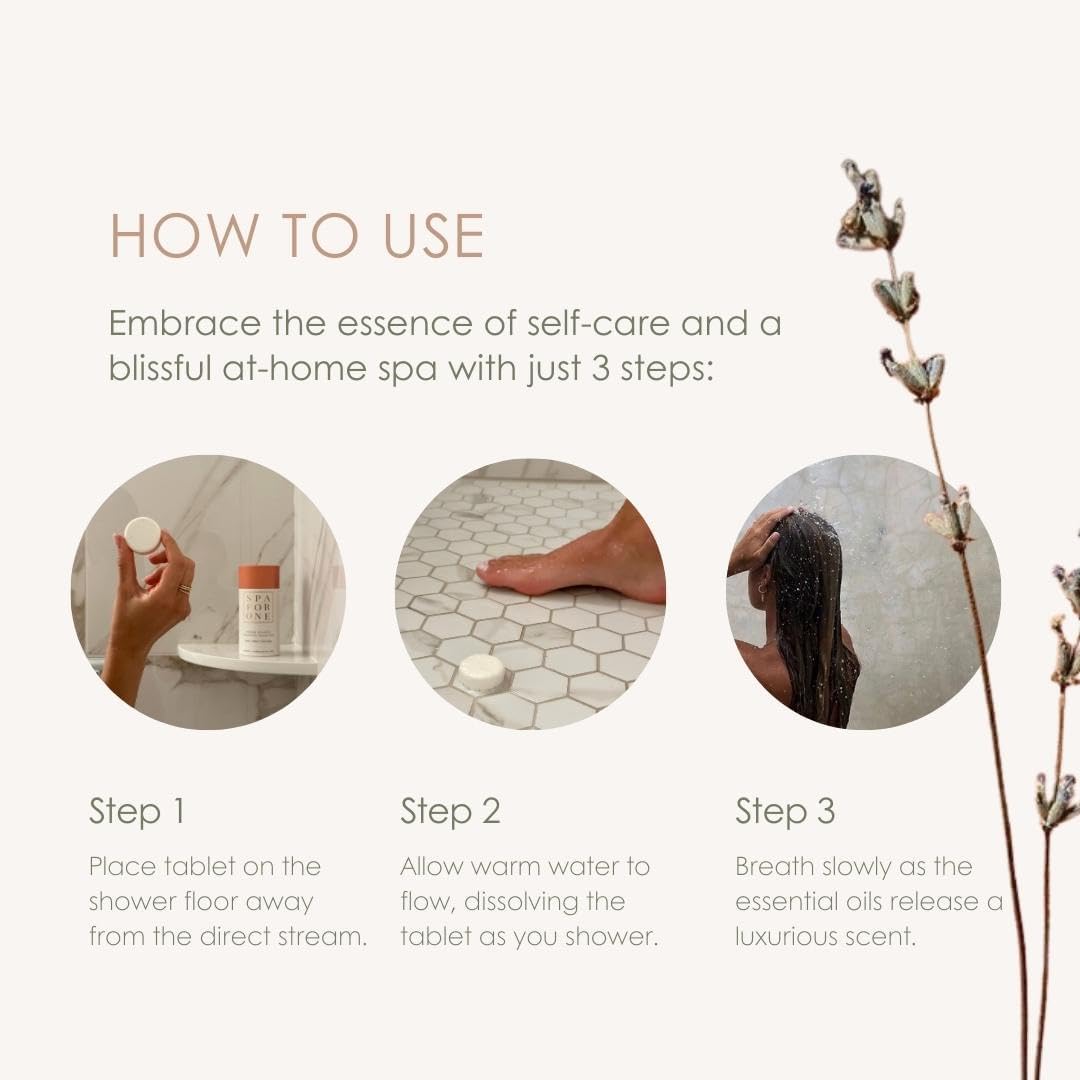 Spa For One Aromatherapy Shower Steamers 6 Pack with Natural Essential Oils - Valentine's Day Gifts for Her, Birthday Gifts for Women and Men, Relaxation and Luxury Self Care