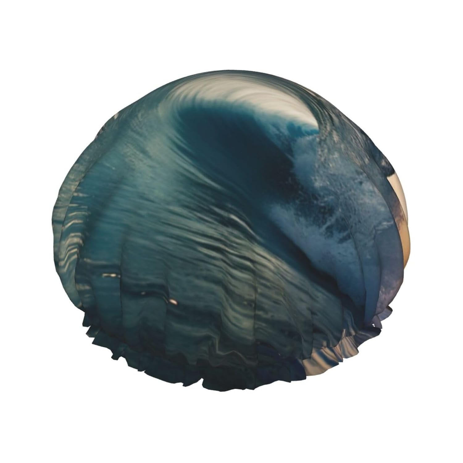 Ice Hockey print Print Reusable Shower Cap for Women,Double Waterproof Layers Bathing Hat,Quick Drying Bath Hair Cap