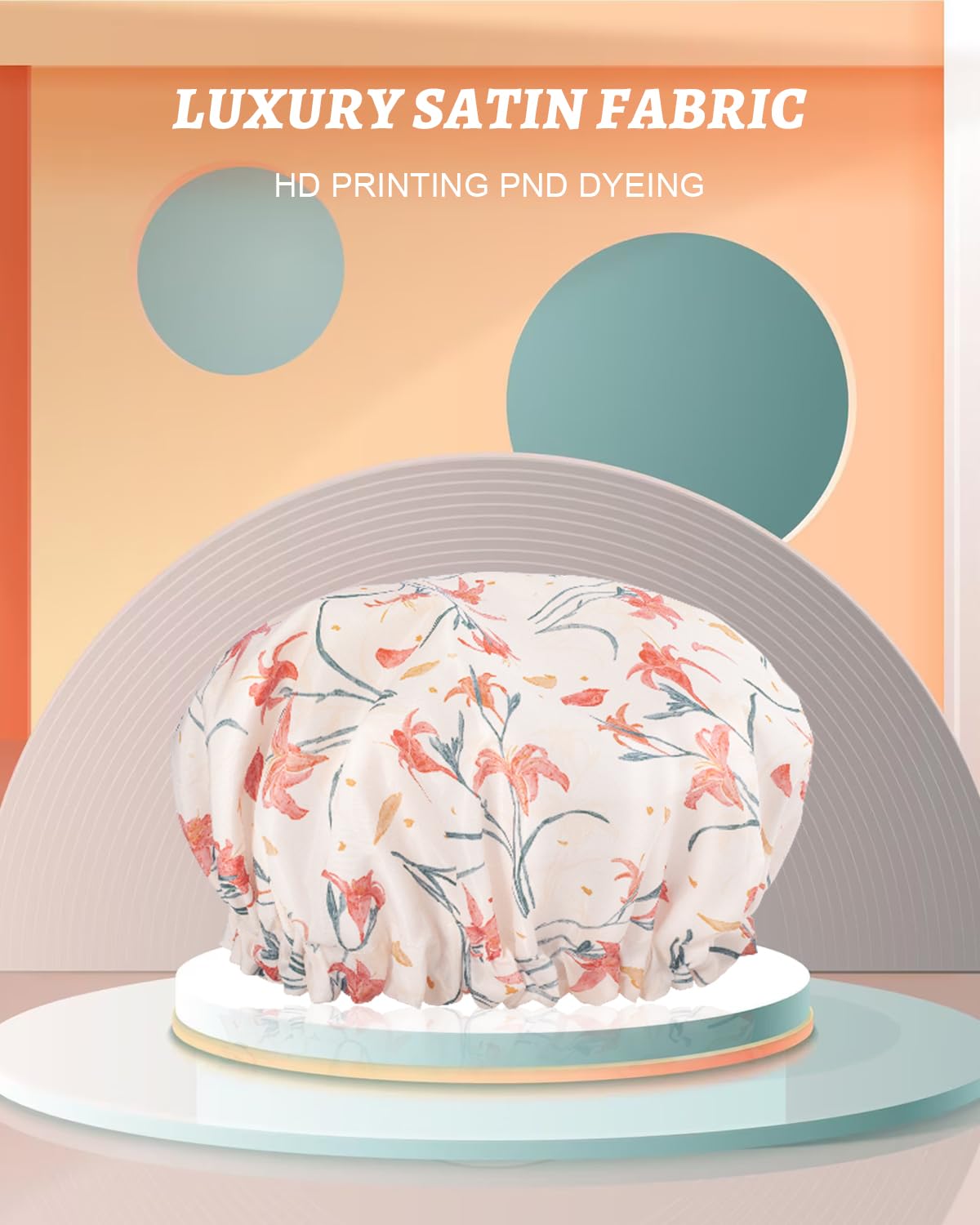 Aquior Shower Caps, Double Layer Waterproof Shower Cap for Women, Reusable Large Shower Cap for all Hair Lengths with EVA Lining, Soft Bath Shower Caps