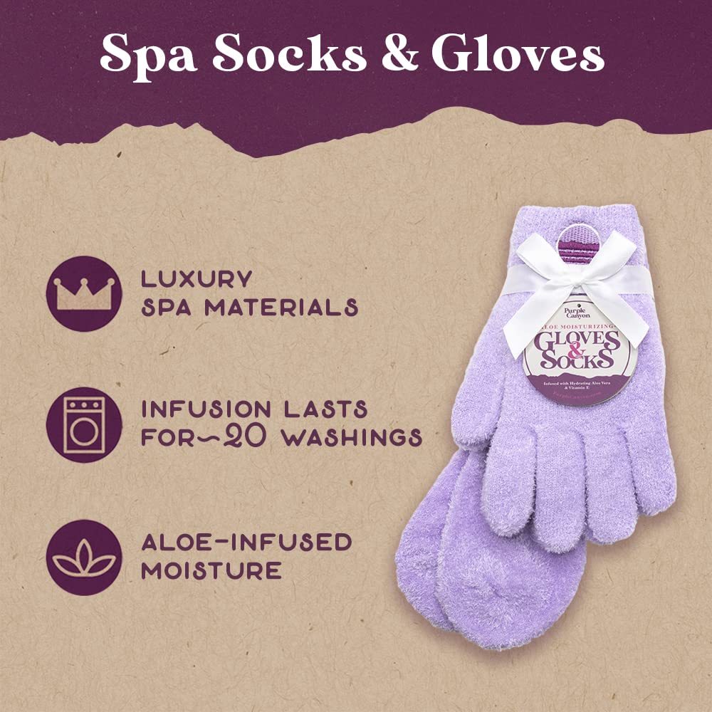 Purple Canyon Mystic Spa Box | 7 Piece Full Size Lavender Spa Kit for Self Care | Bath and Body Gifts for Women