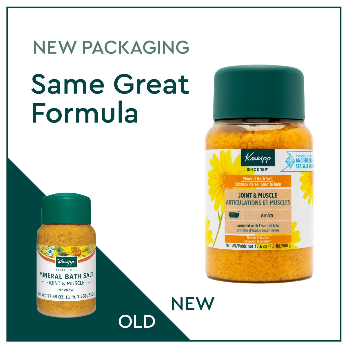 Kneipp Mineral Bath Salt Pampering Gift Set, Lavender, Dream Away, Arnica for Joints, Refreshing Eucalyptus, 2.1 Ounce 4-Pack