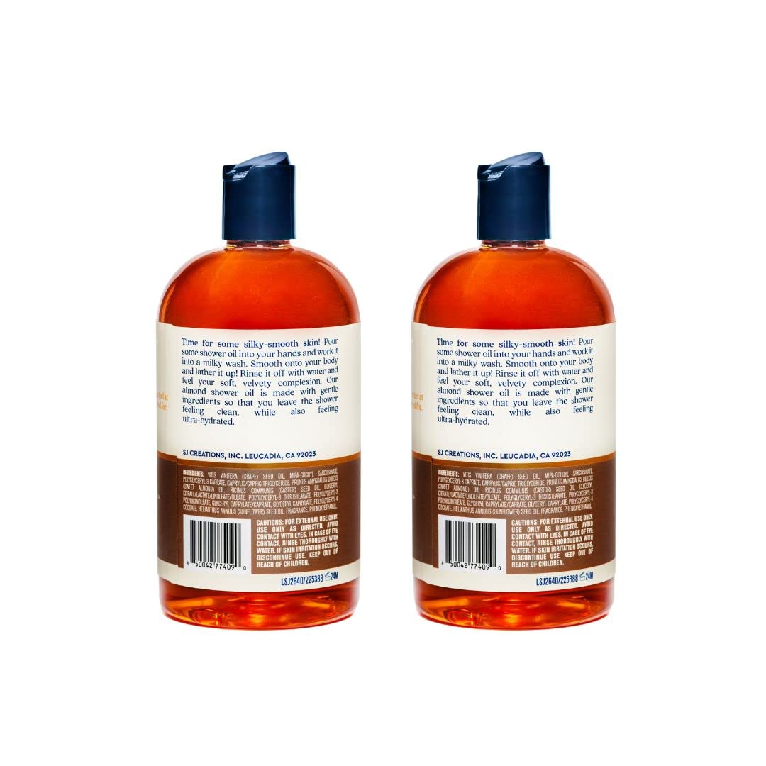 Spenser & Jensen Hydrating Almond Shower Oil - Body Wash for All Skin Types - Almond Oil Shower Gel for Women and Men - Rich in Vitamin E Oil - Sulfate Free - 16.8 Oz (Pack of 2)