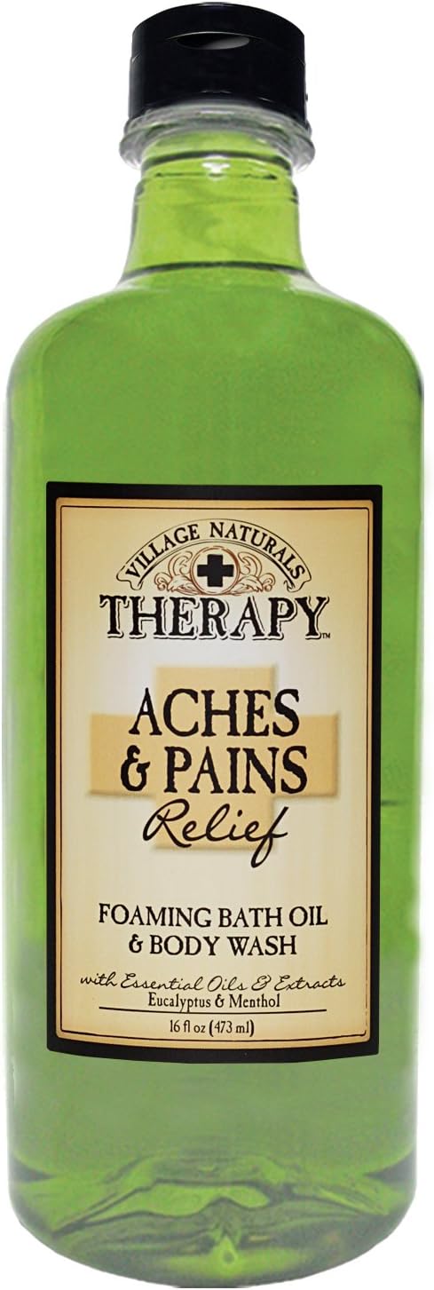 Village Naturals Therapy Foaming Bath Oil, Aches and Pains, 16 Ounce