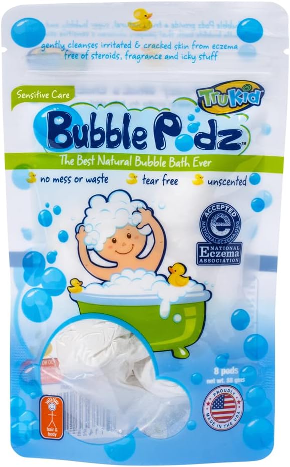TruKid Bubble Podz for Baby, Refreshing Bubble Bath for Dry, Sensitive & Soft Skin, pH Balanced for Eye Sensitivity, Enriched with Lavender Flower, Lavender Scent, All Natural Ingredients (24 Podz)