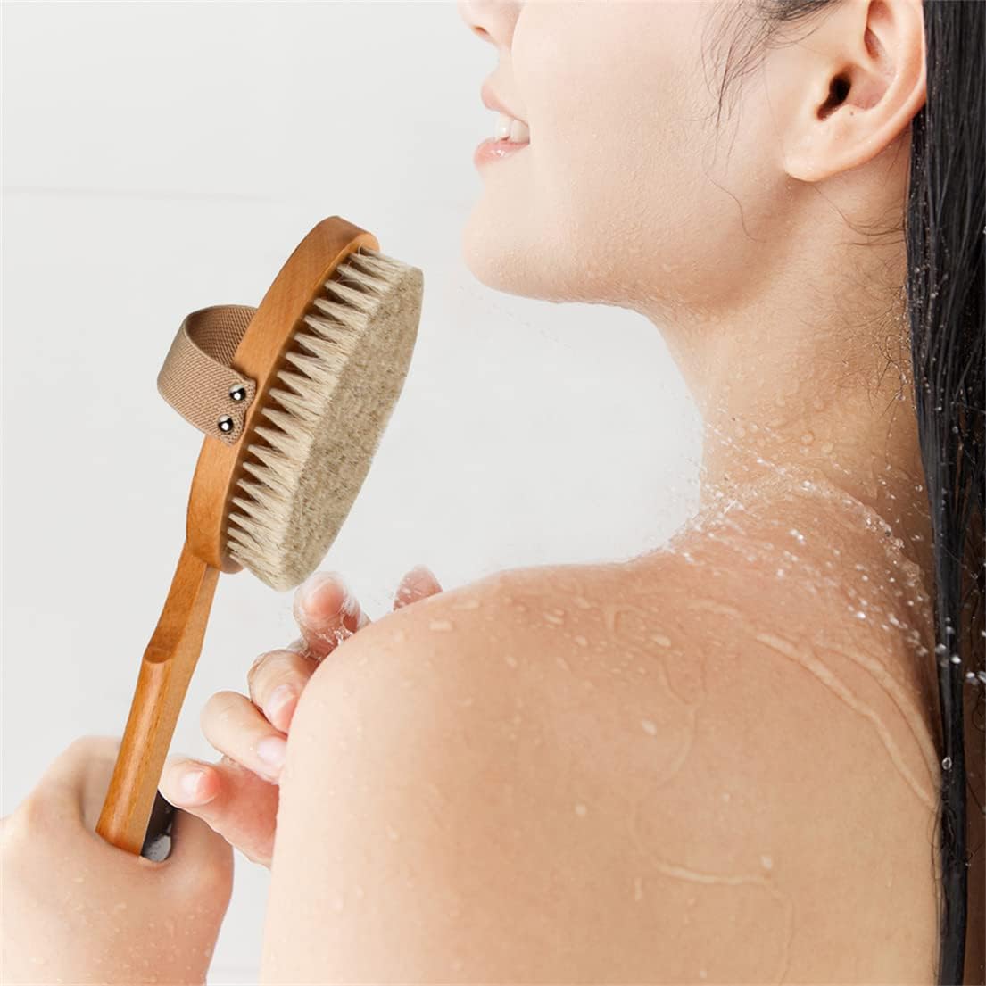 Body Brush Shower Brush for Body Long Handle Shower Bath Brush Back Scrubber for Body Exfoliating Wet or Dry Brushing