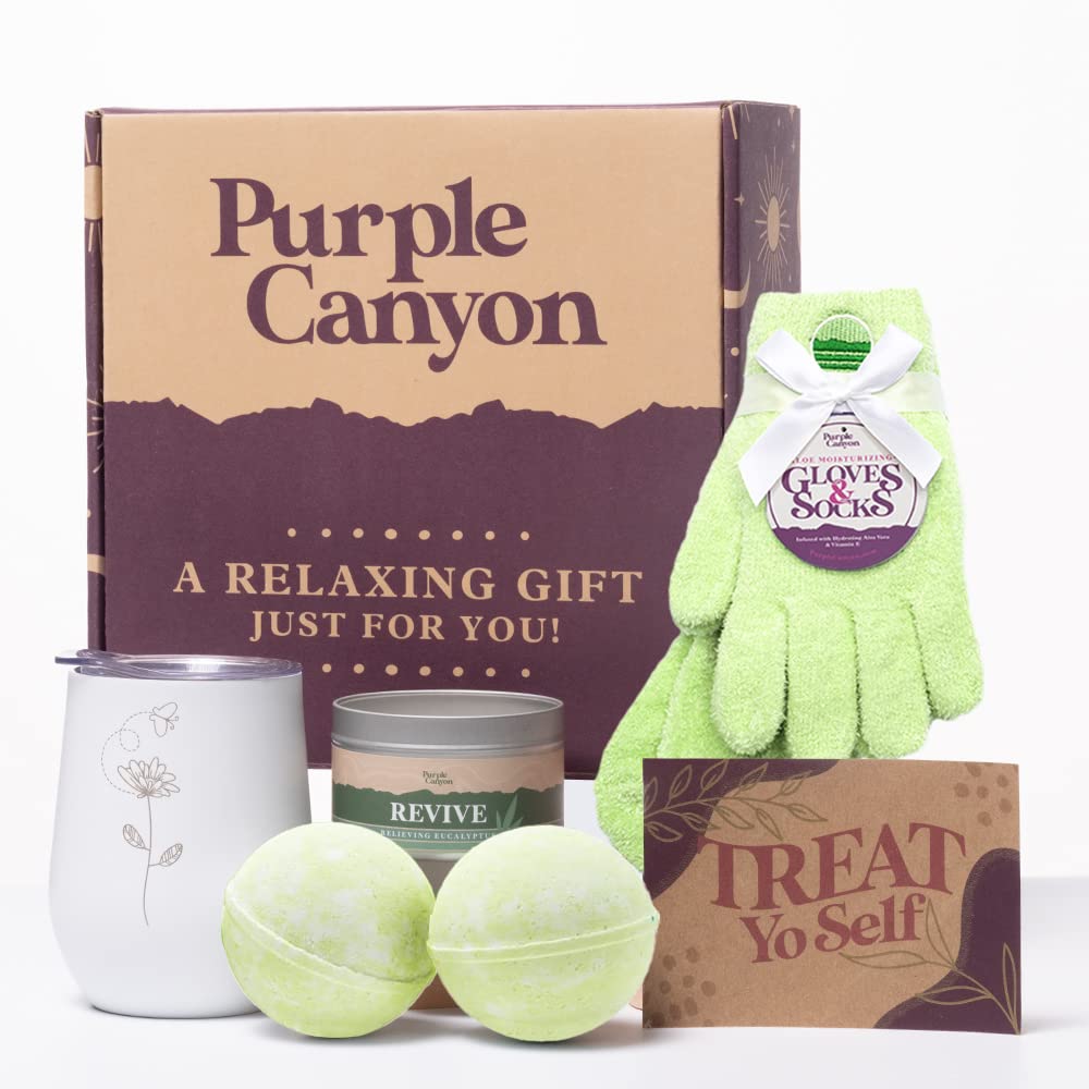 Purple Canyon Mystic Spa Box | 7 Piece Full Size Lavender Spa Kit for Self Care | Bath and Body Gifts for Women
