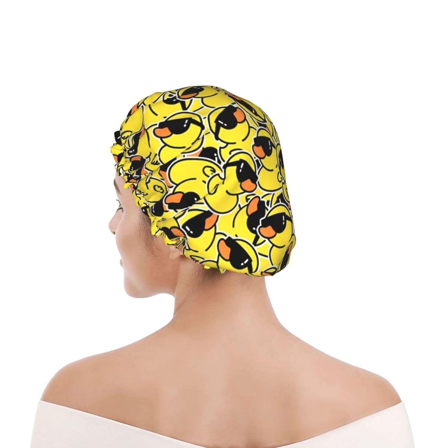 Rubber Ducks Shower Cap For Women Reusable Waterproof Double Layers Bath Cap Hair Protection Elastic Ladies Spa Salon Shower Hat