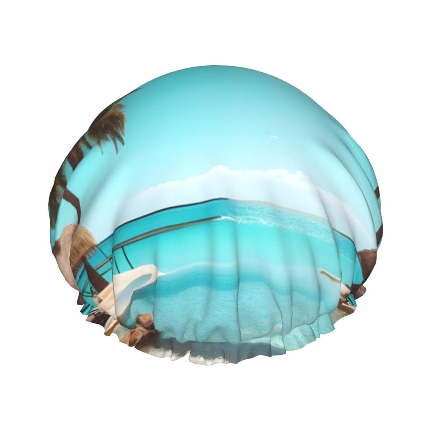 Ice Hockey print Print Reusable Shower Cap for Women,Double Waterproof Layers Bathing Hat,Quick Drying Bath Hair Cap