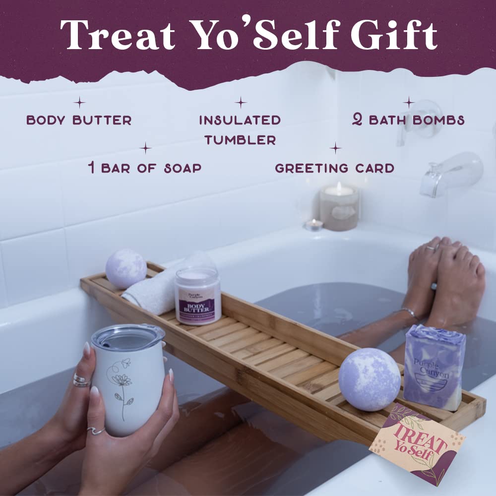 Purple Canyon Mystic Spa Box | 7 Piece Full Size Lavender Spa Kit for Self Care | Bath and Body Gifts for Women