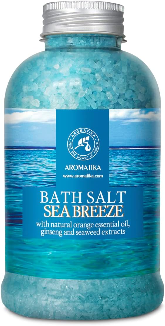 Sal marina de baño de 46 onzas, sal de brisa marina, sales marinas naturales de baño, lo mejor para un buen sueño, relajante, calmante, cuidado corporal, belleza, aromaterapia