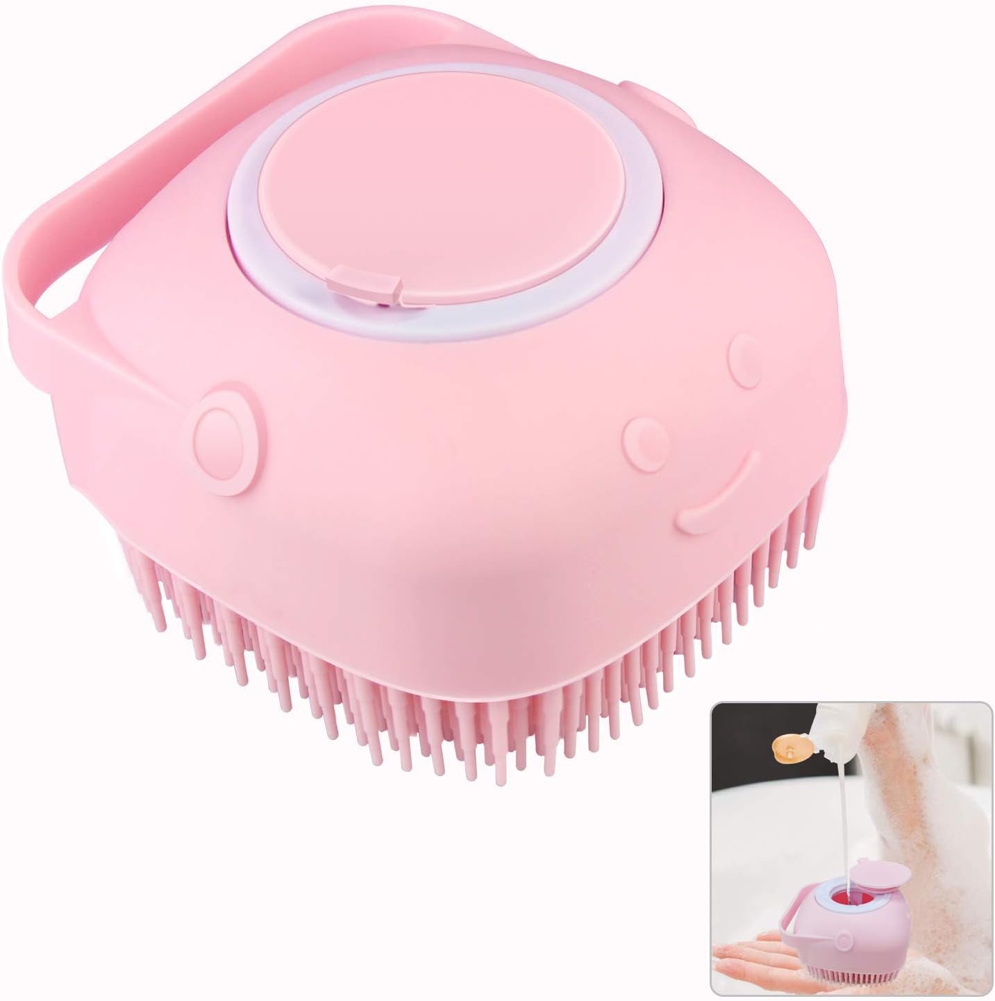 Silicone Exfoliating Brushes & Body Scrubber with Soap Dispenser for Shower,Enhance Blood Circulation&Deep Cleansing Bath Loofah for Babies, Kids, Women, Men, and Pets (Yellow)