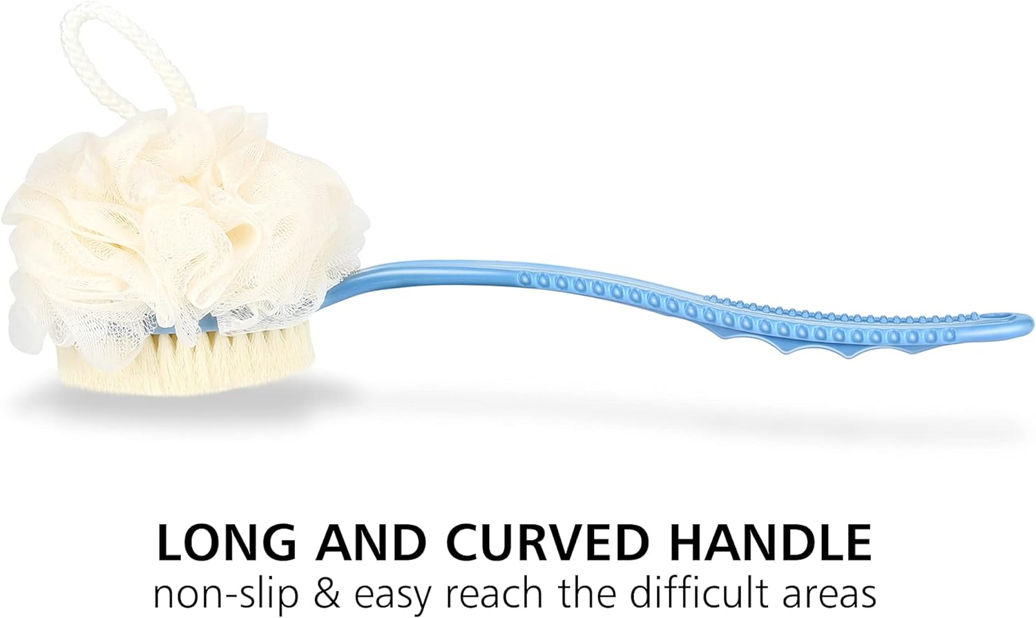 Shower Body Brush,Soft Bristles and Beautiful Pumpkin Loofah 14” Long Handle Back Scrubber Bath Mesh Sponge for Skin Exfoliating Bath,Massage Bristles Suitable for Wet or Dry,Men and Women (Grey)